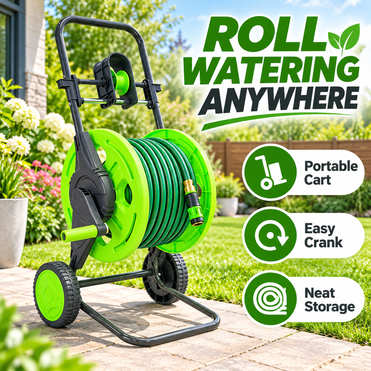 Portable Garden Hose Reel Cart