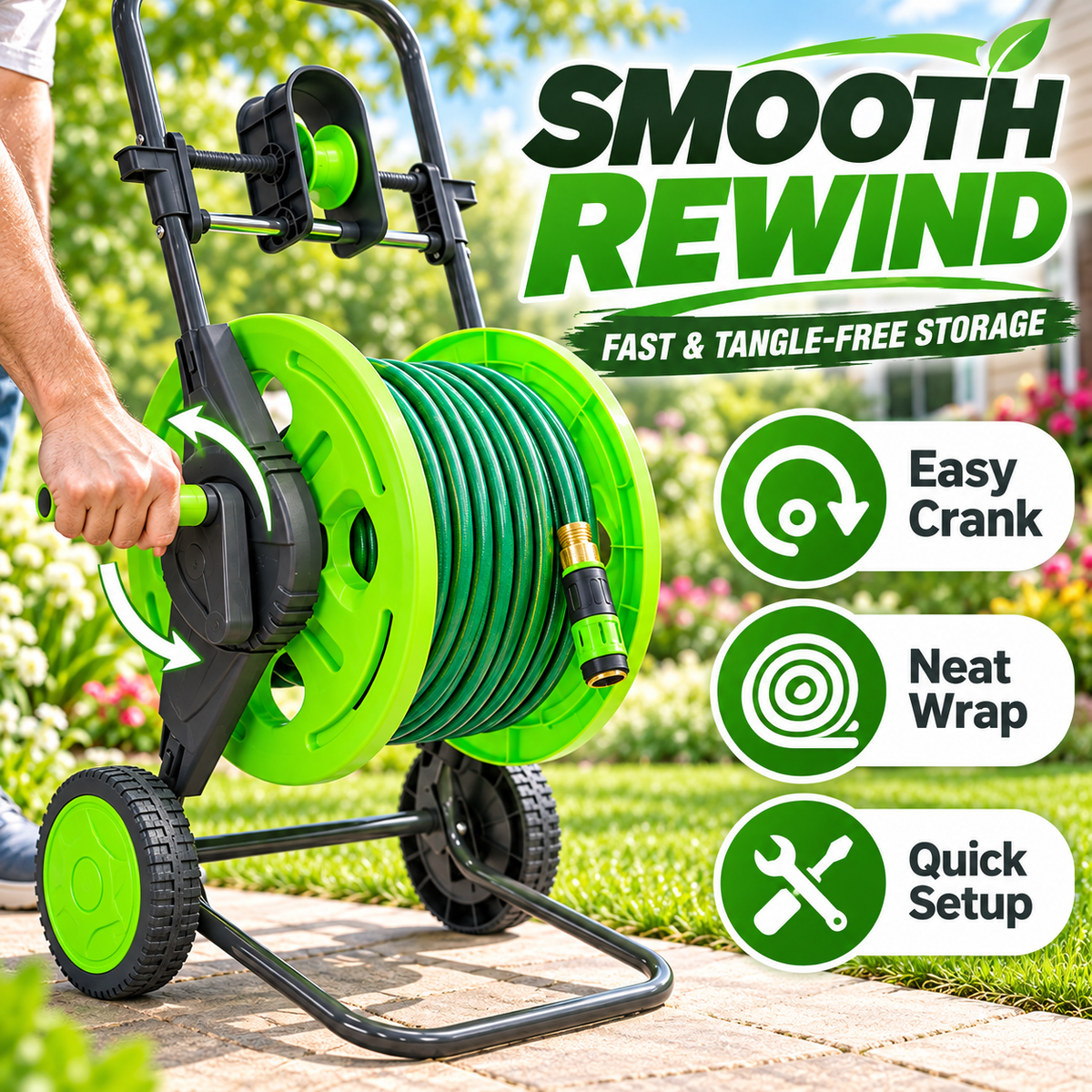 Portable Garden Hose Reel Cart