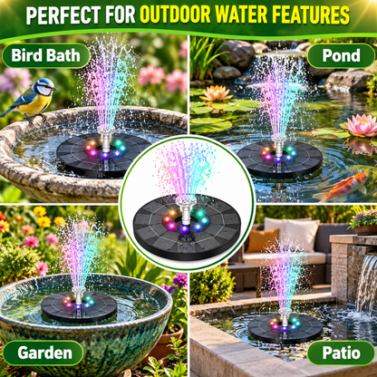 Solar Fountain Pump with LED Lights