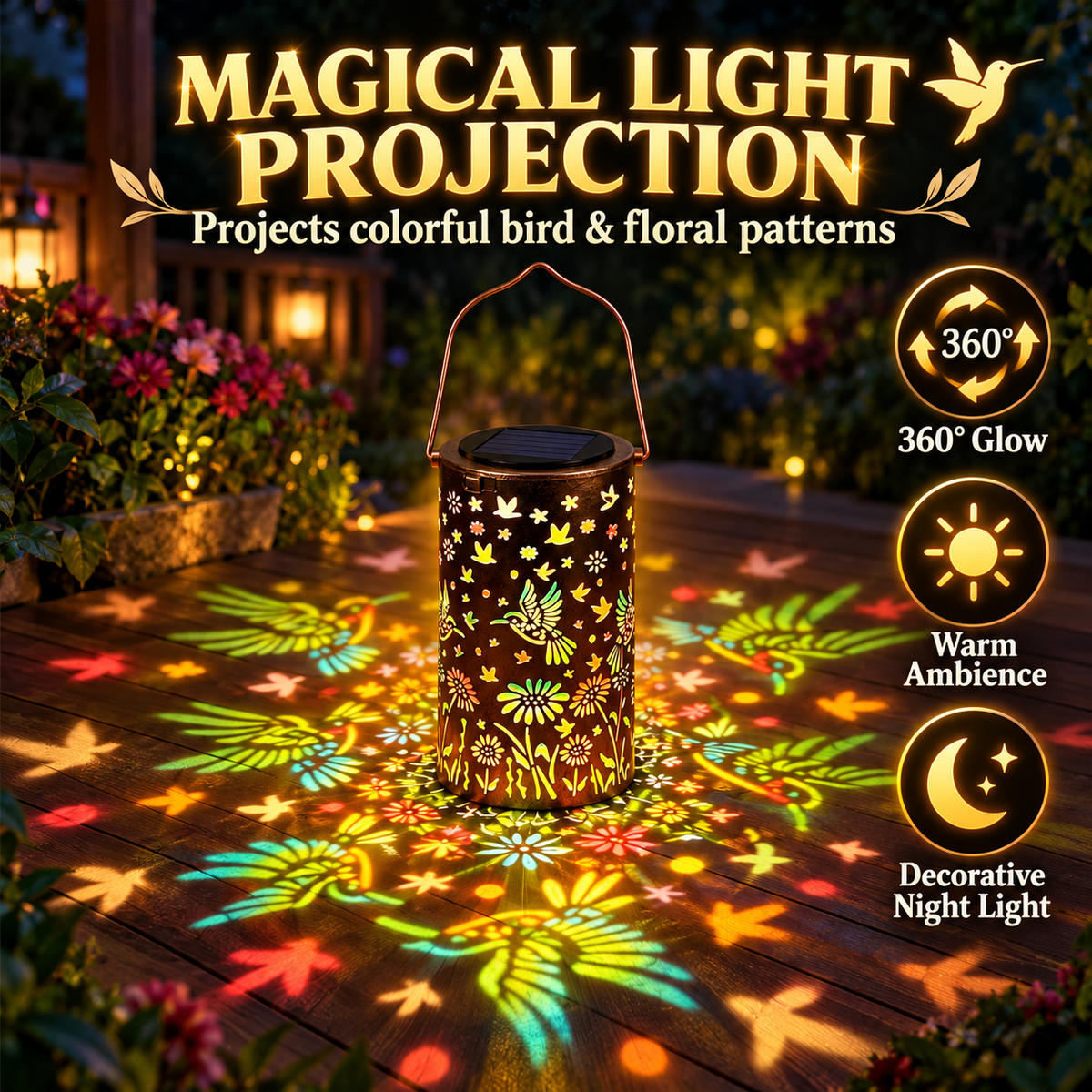 Solar Hummingbird Garden Lantern