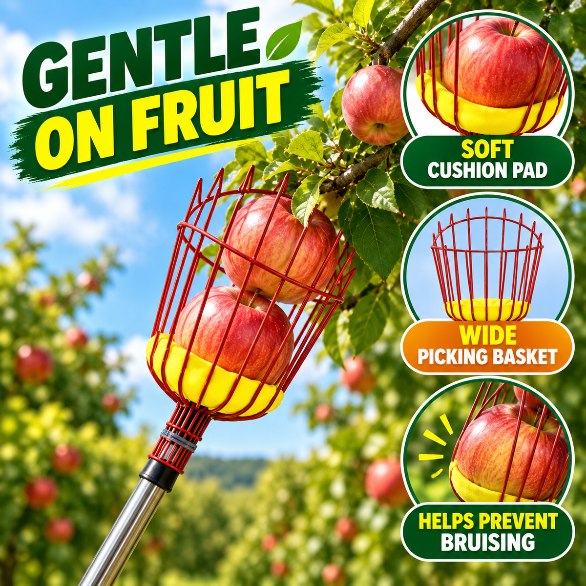 Fruit Picker Tool with Extension Pole