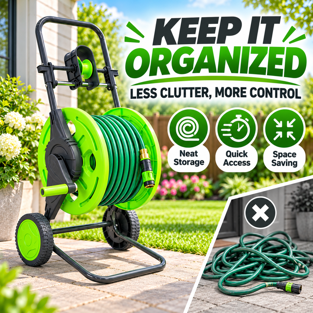 Portable Garden Hose Reel Cart