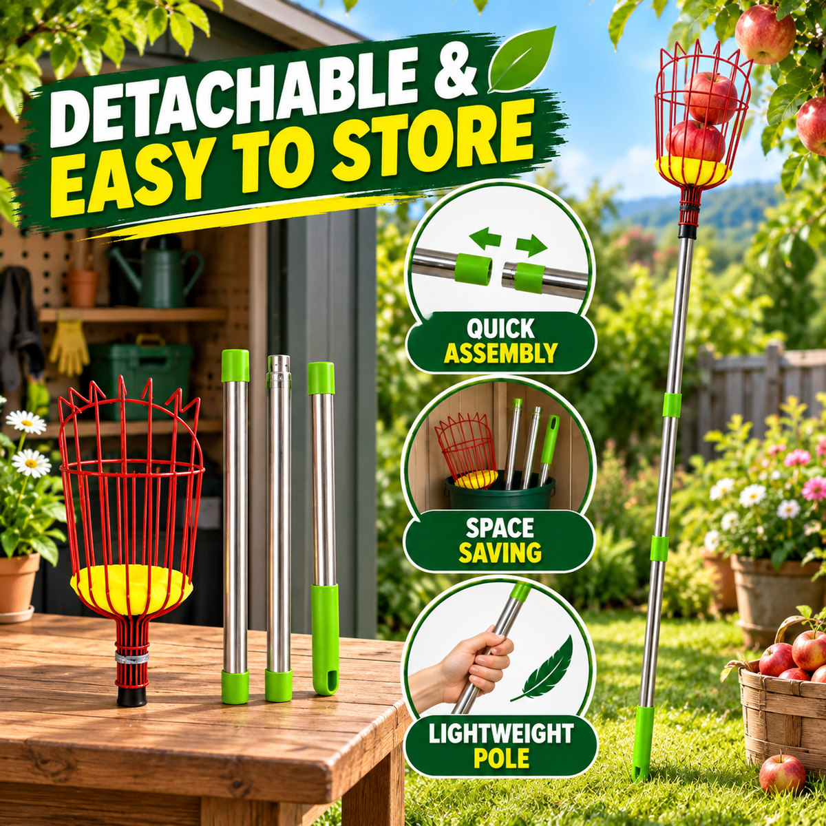 Fruit Picker Tool with Extension Pole