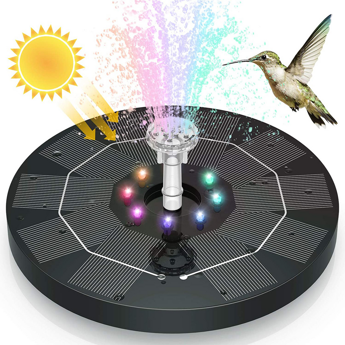 Solar Fountain Pump with LED Lights