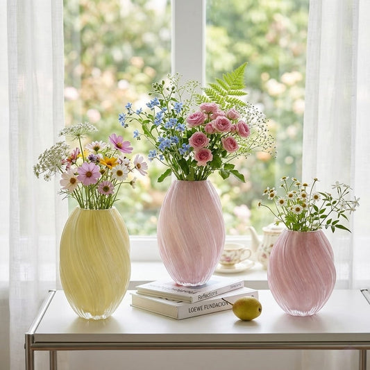 Ribbed Glass Malt Vase