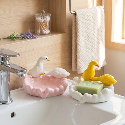 Couple Ducks Ceramic Jewelry & Soap Tray