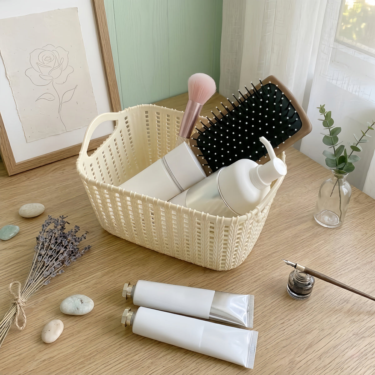 Woven Texture Desktop Storage Basket
